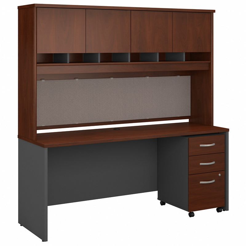 Bush Business Furniture Series C 72W x 24D Office Desk with Hutch and Mobile File Cabinet