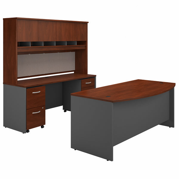 Bush Business Furniture Series C Bow Front Desk with Credenza, Hutch and Storage