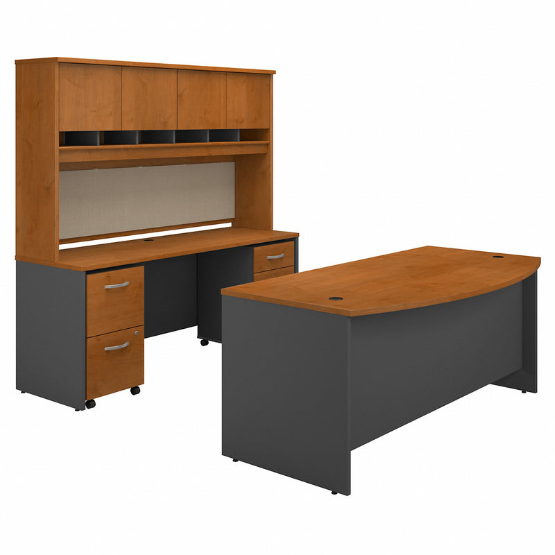 Bush Business Furniture Series C Bow Front Desk with Credenza, Hutch and Storage