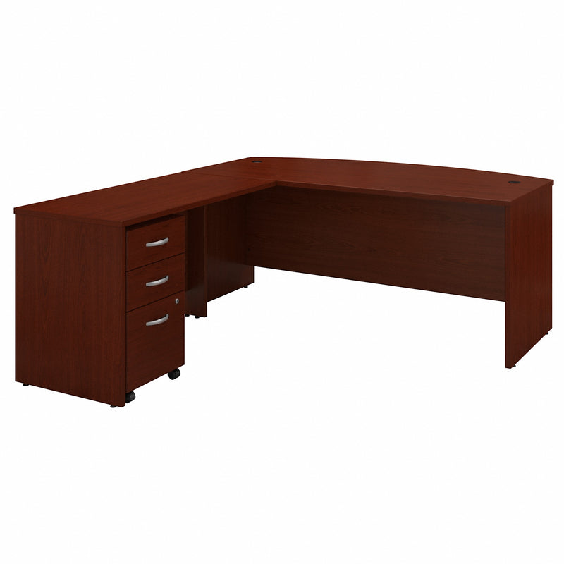 Bush Business Furniture Series C 72W Bow Front L Shaped Desk with 48W Return and Mobile File Cabinet