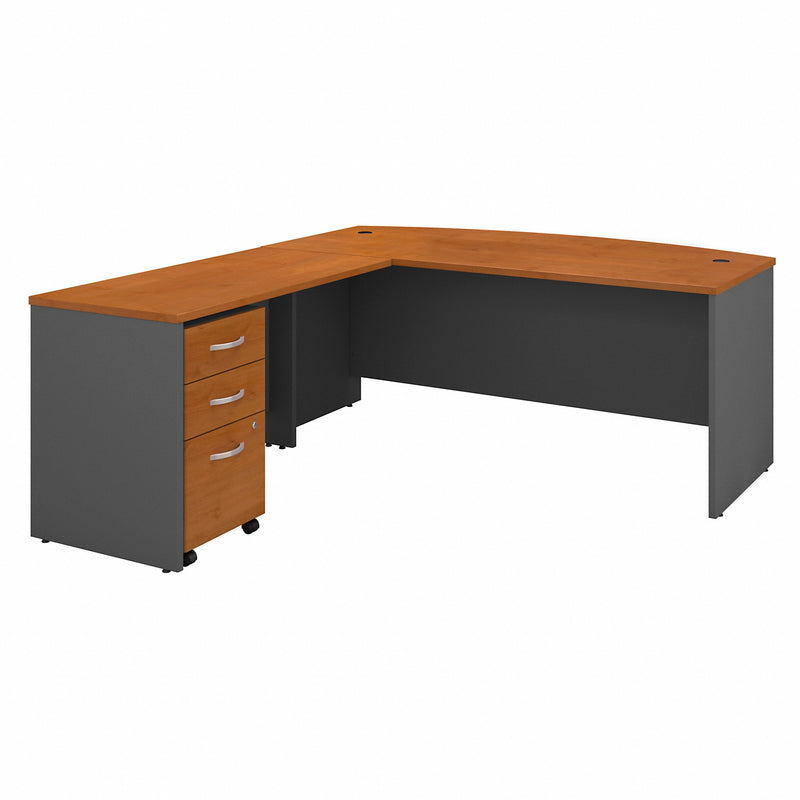 Bush Business Furniture Series C 72W Bow Front L Shaped Desk with 48W Return and Mobile File Cabinet