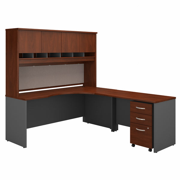 Bush Business Furniture Series C 72W Right Handed Corner Desk with Hutch and Mobile File Cabinet