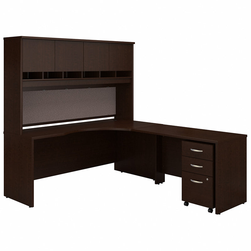 Bush Business Furniture Series C 72W Right Handed Corner Desk with Hutch and Mobile File Cabinet