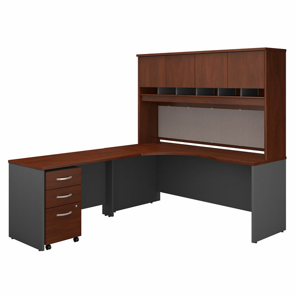 Bush Business Furniture Series C 72W Left Handed Corner Desk with Hutch and Mobile File Cabinet