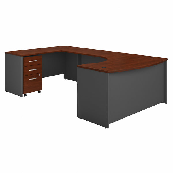 Bush Business Furniture Series C 60W Left Handed Bow Front U Shaped Desk with Mobile File Cabinet