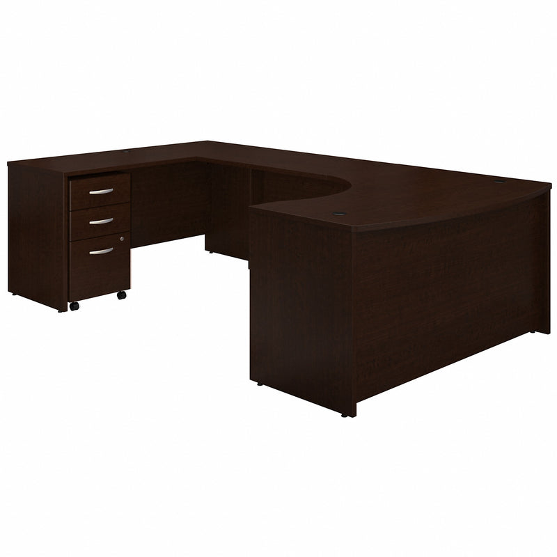Bush Business Furniture Series C 60W Left Handed Bow Front U Shaped Desk with Mobile File Cabinet