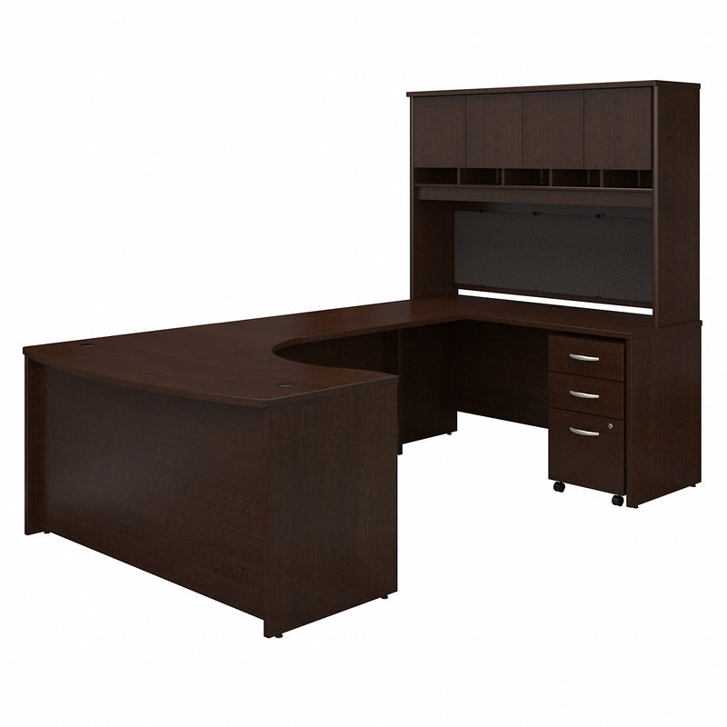 Bush Business Furniture Series C 60W Right Handed Bow Front U Shaped Desk with Hutch and Storage