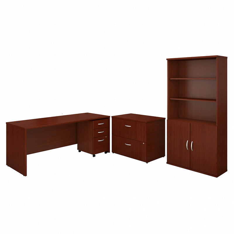 Bush Business Furniture Series C 72W Office Desk with Bookcase and File Cabinets