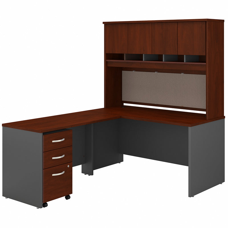 Bush Business Furniture Series C 60W L Shaped Desk with Hutch and Mobile File Cabinet