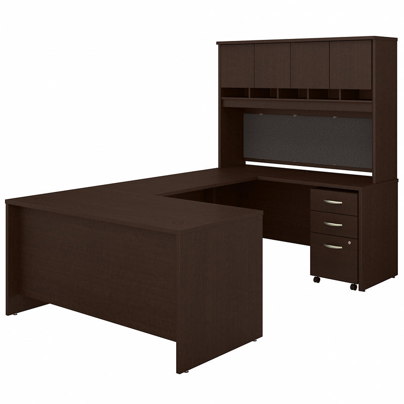 Bush Business Furniture Series C 60W U Shaped Desk with Hutch and Mobile File Cabinet