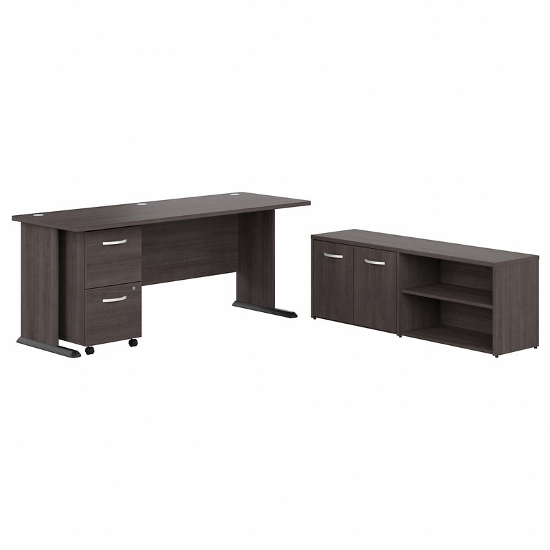 Bush Business Furniture Studio A 72W Computer Desk with Mobile File Cabinet and Low Storage Cabinet