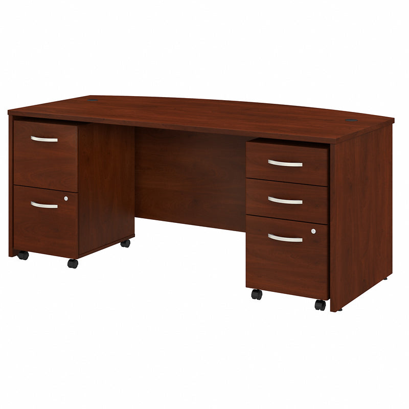 Bush Business Furniture Studio C 72W x 36D Bow Front Desk with Mobile File Cabinets