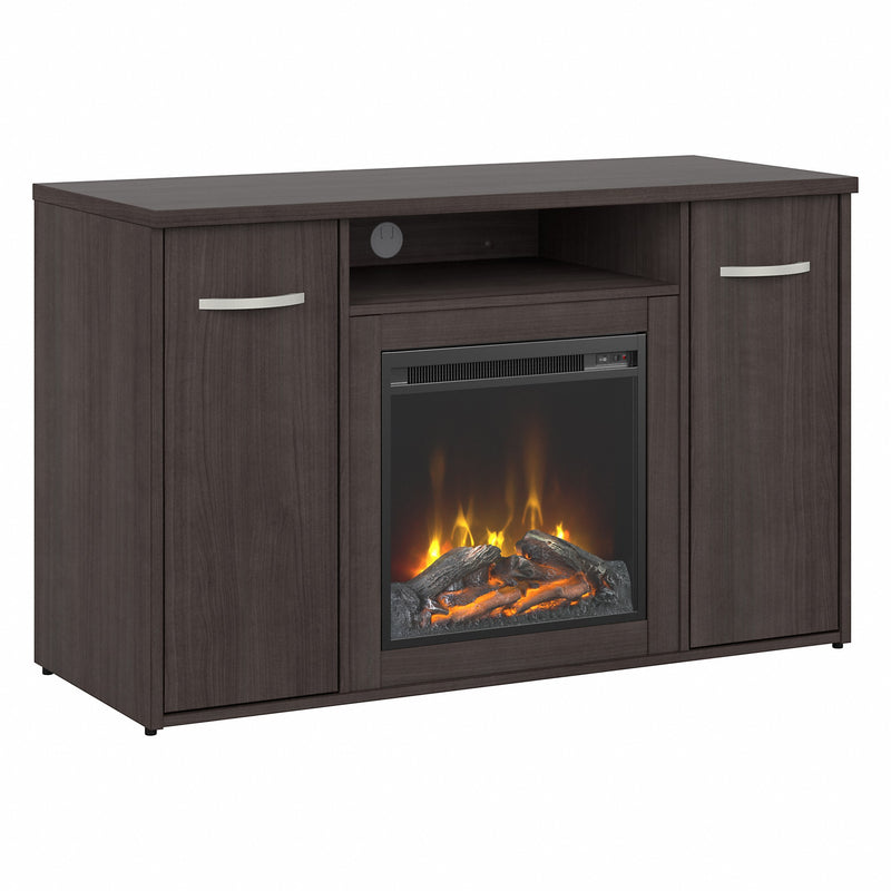 Bush Business Furniture Studio C 48W Office Storage Cabinet with Doors and Electric Fireplace