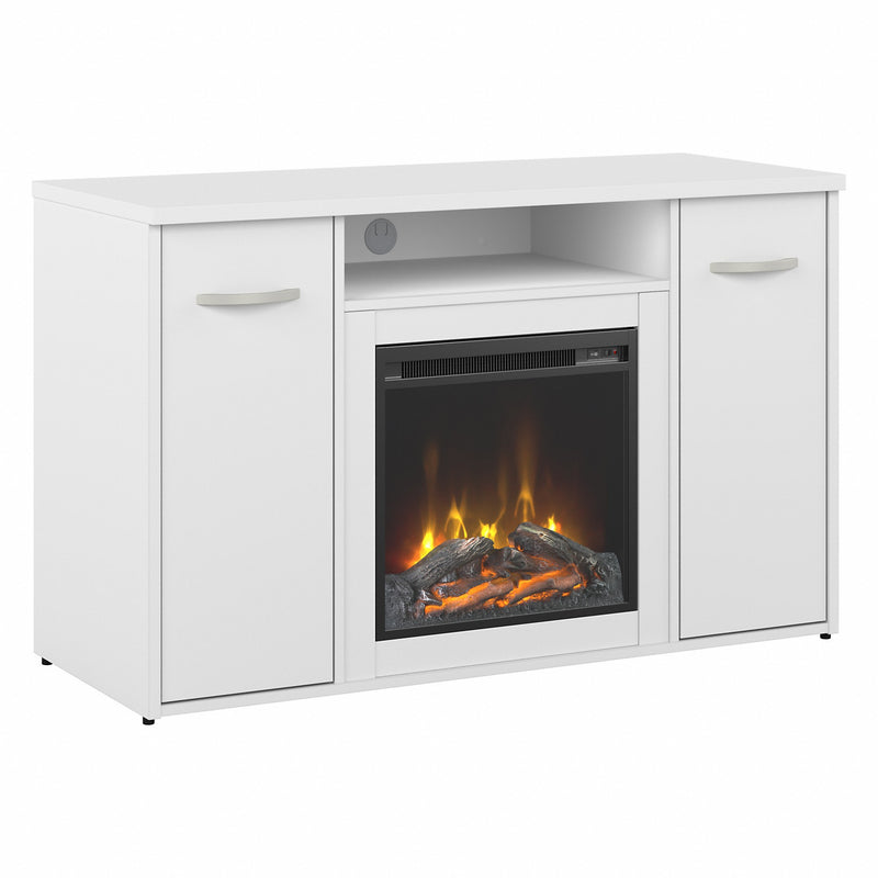 Bush Business Furniture Studio C 48W Office Storage Cabinet with Doors and Electric Fireplace