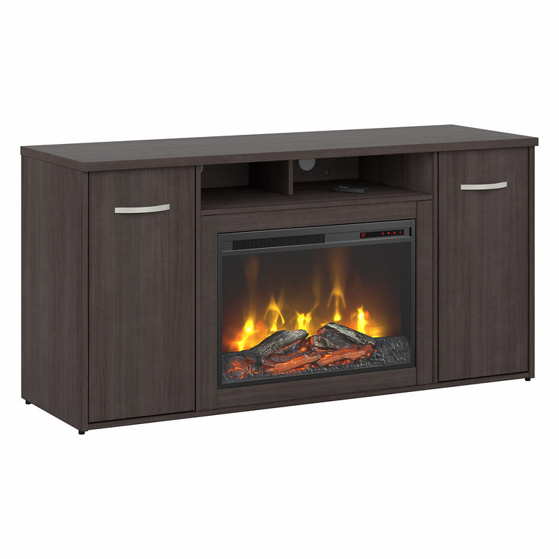 Bush Business Furniture Studio C 60W Office Storage Cabinet with Doors and Electric Fireplace