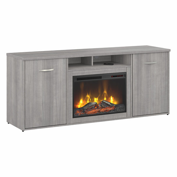 Bush Business Furniture Studio C 72W Office Storage Cabinet with Doors and Electric Fireplace