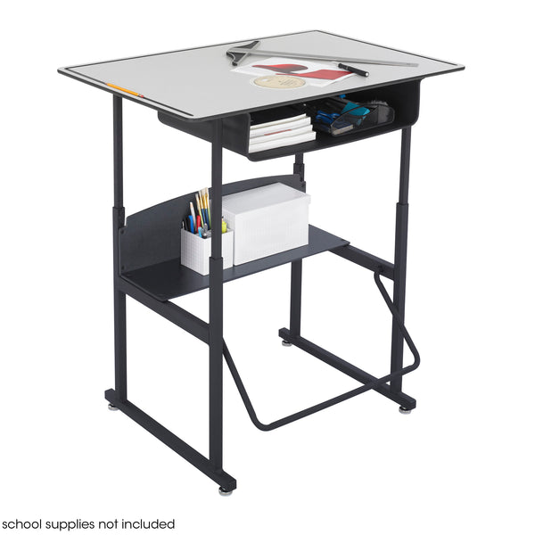 AlphaBetter® Adjustable-Height Stand-Up Desk, 36 x 24" with Book Box and Swinging Footrest Bar