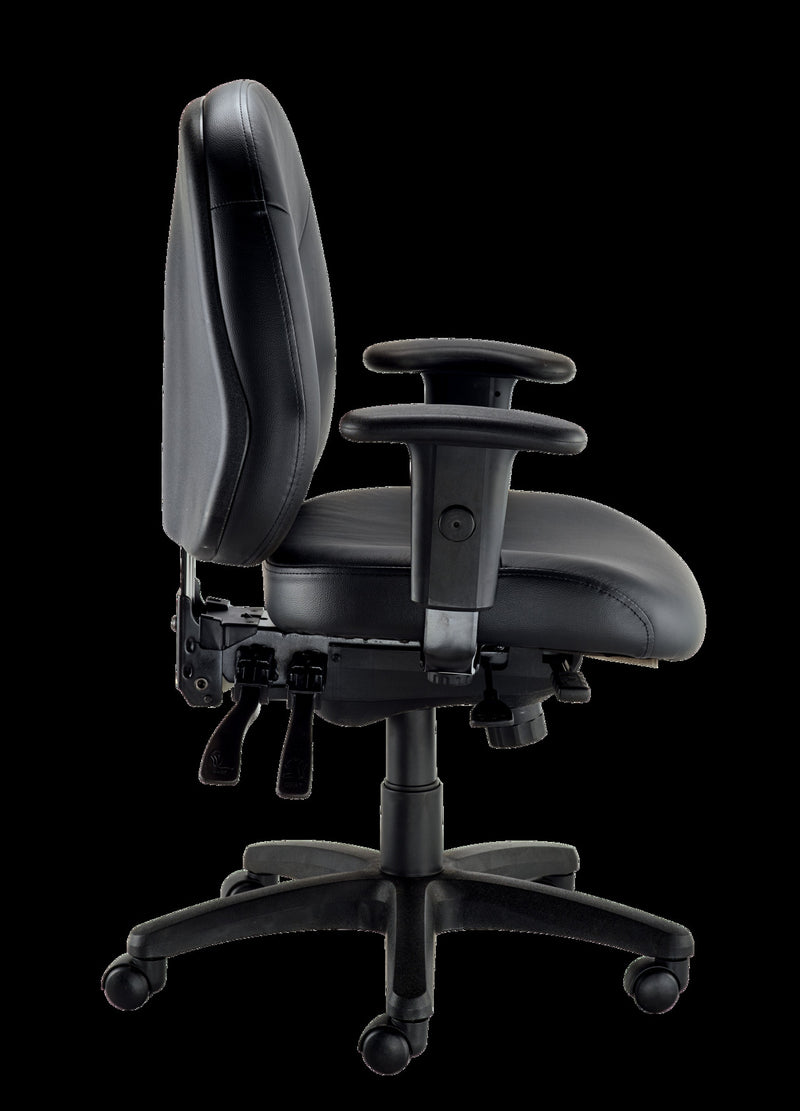 Eurotech LM59802A-BLACK 4X4 LE Series Black Leather Mid Back Multifunction Swivel Office Chair